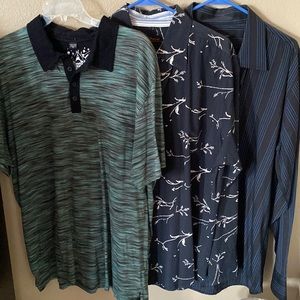 3 mens shirts. 2 long sleeve 1 polo